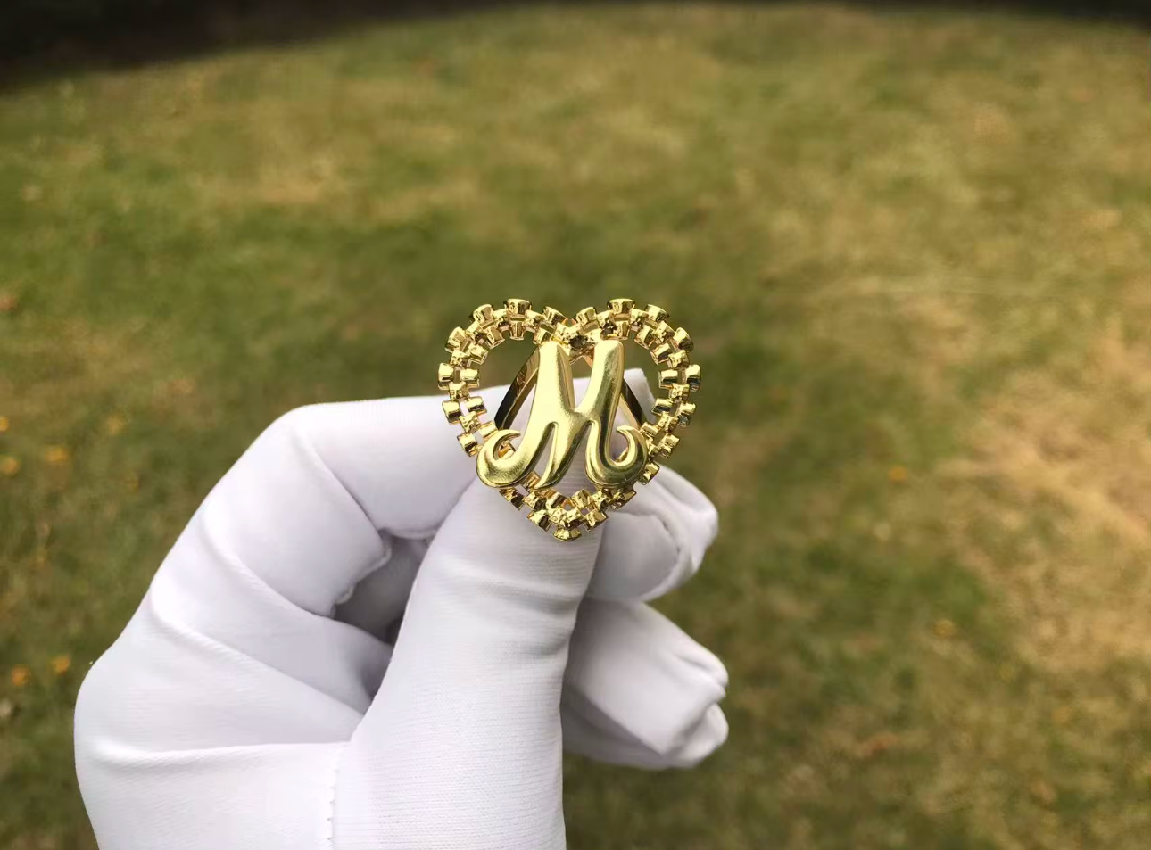 Chunky Initial Heart Ring