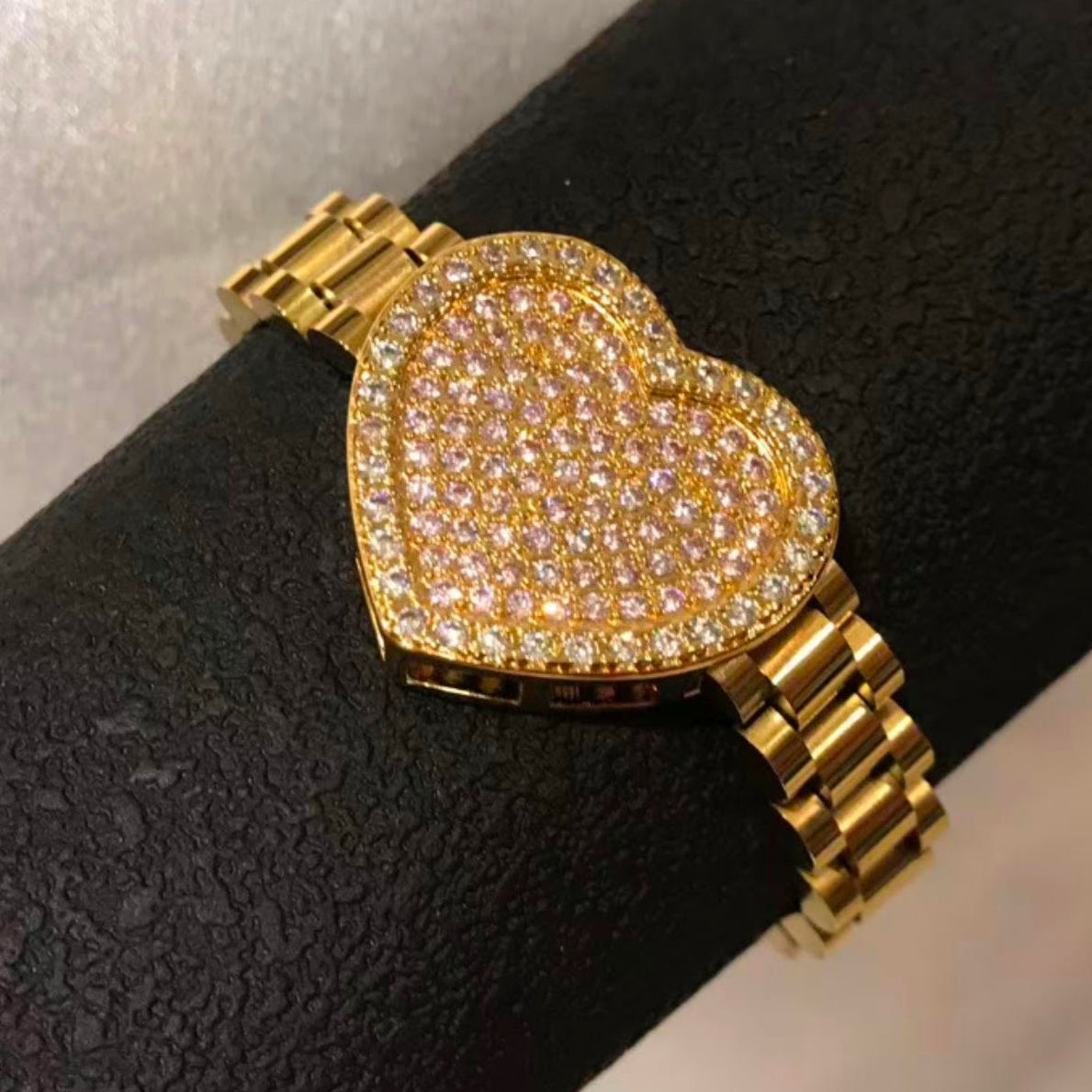 Pink Diamond Heart Rolex Bracelet