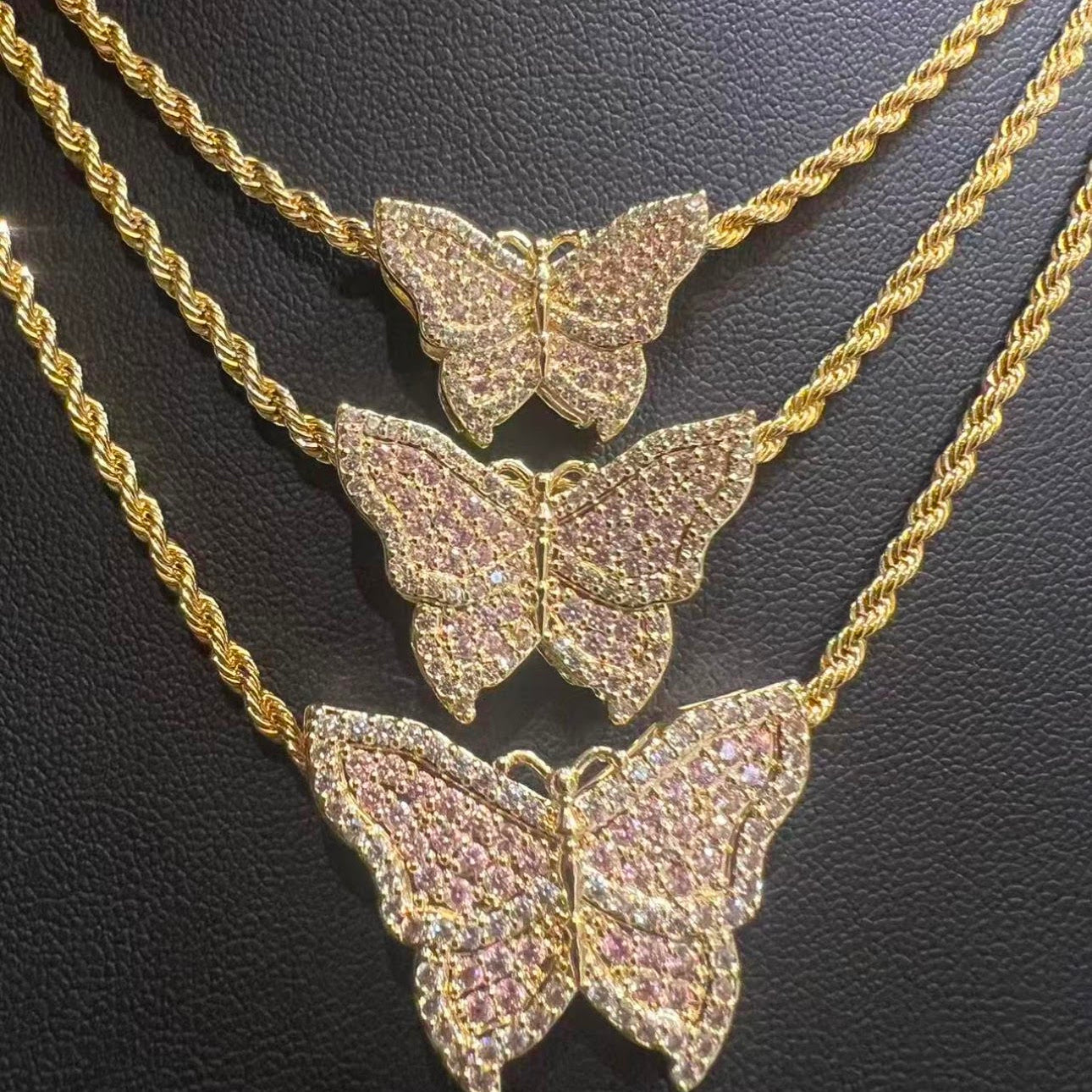 Pink Diamond Butterfly Necklace