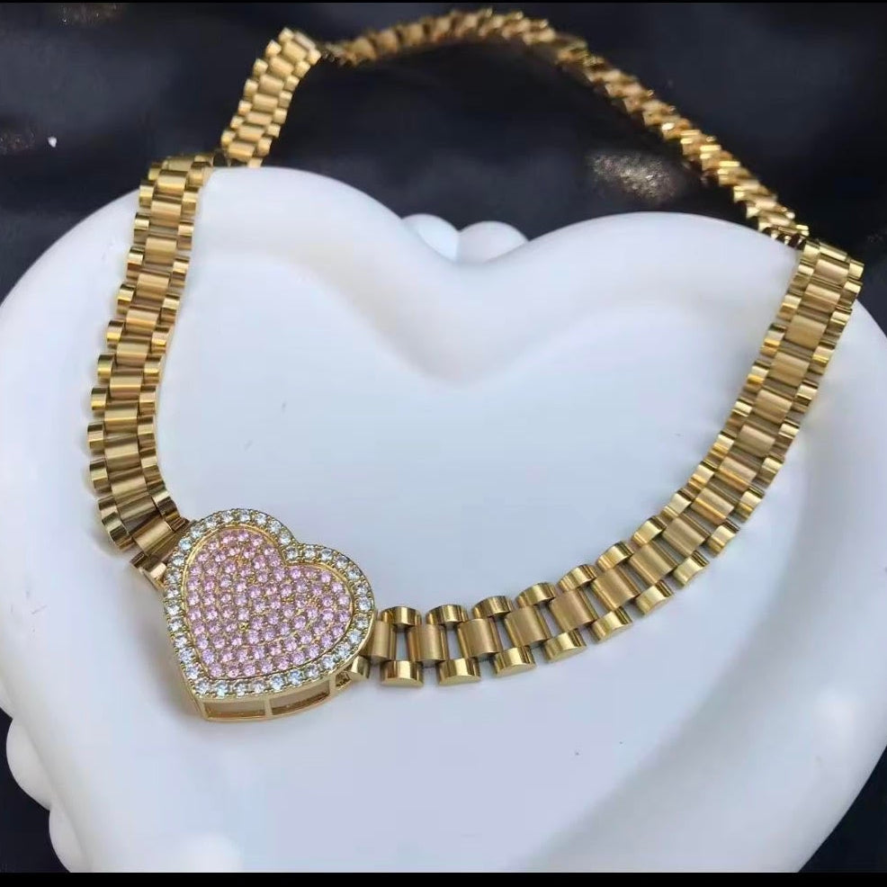 Rolex Heart Pendant Necklace