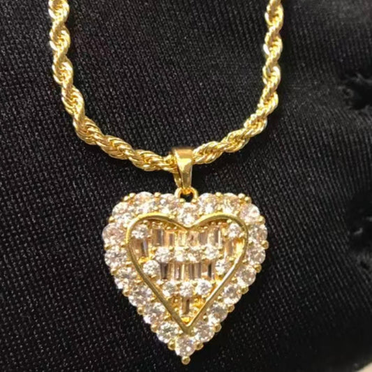 Baguette Heart Shaped Necklace